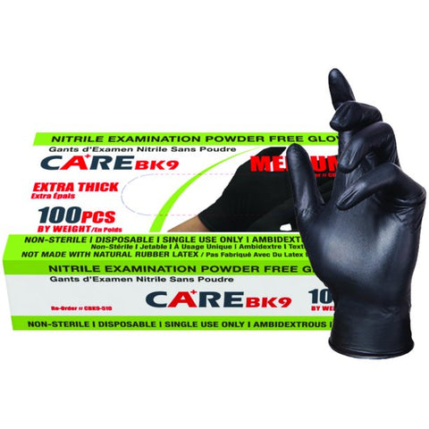 CARE Black Nitrile Exam Gloves